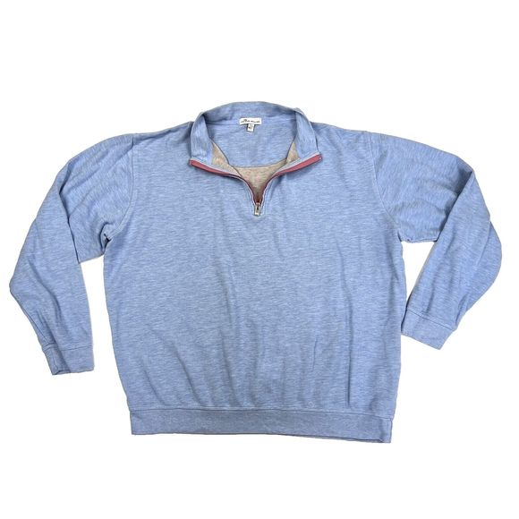 PETER MILLAR Pullover 1/4 Zip Sweatshirt Business Cotton Modal Blue Men's XXL - Picture 1 of 9